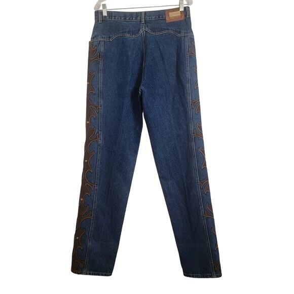 Vintage Lawman Jeans 32x33 Blue Western Leather Studded Pant Women Denim Tall - Picture 5 of 16